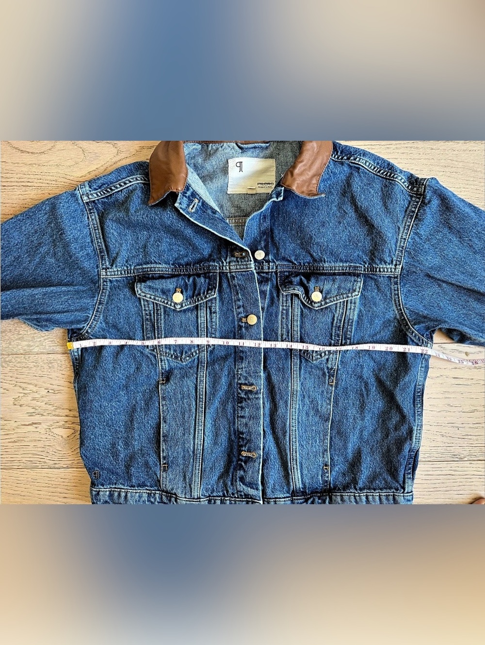 PILCRO The Weston Faux Leather-Collar Denim Boyfriend Jacket Sz: Small - Picture 9 of 13